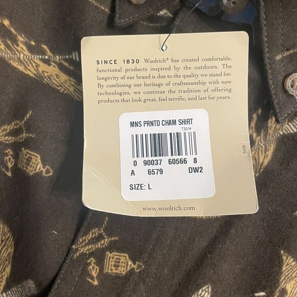 Woolrich Shirt Fish Canoe Graphic Heavyweight Button Up Mens L New - Picture 4 of 12